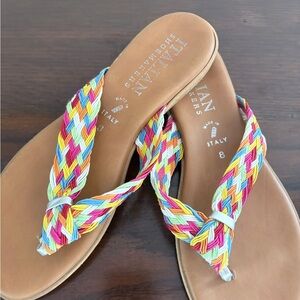 Italian Shoemakers Rainbow Braided Thong Sandals Size 8 Made in Italy